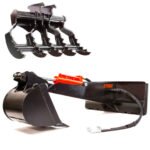 E60 Skid Steer Fixed Backhoe with Grapple Rake | Eterra